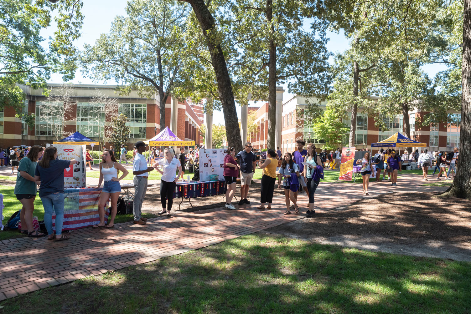 An outdoor event on a college campus